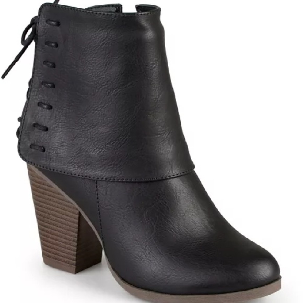 Journee Collection Black Ankle Heeled Boots